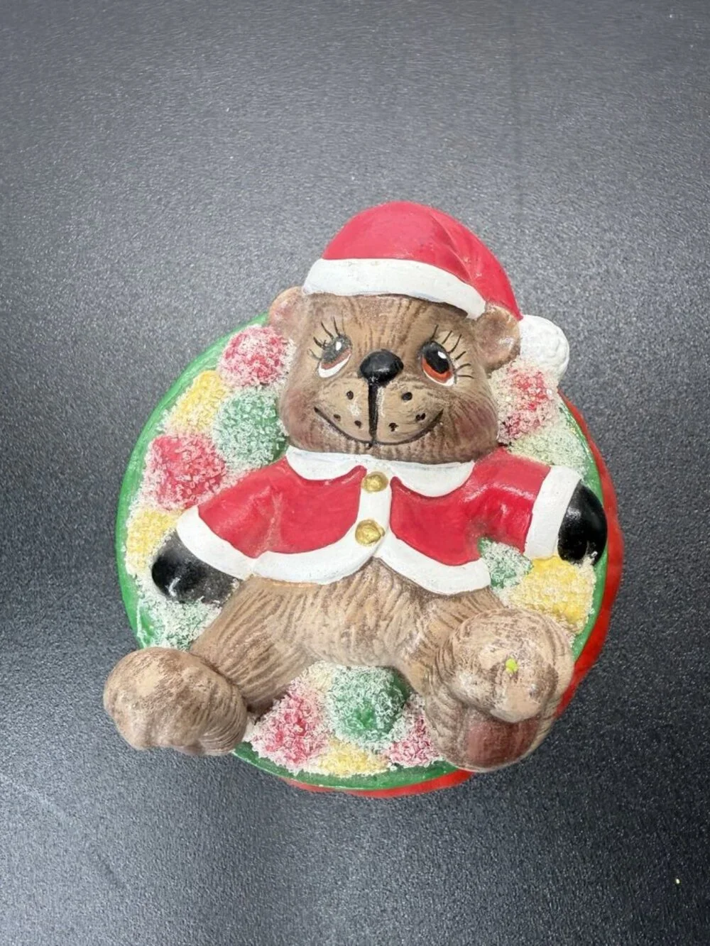 Vintage Dona's Mold Bear Sugar Gum Drops Trinket Box Candy Dish Christmas Decor
